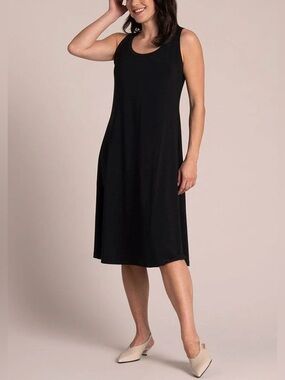 NEW Sympli Everyday Tank Dress Midi Black Size 12 Day‎ Evening Minimalist.   L4